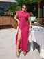 "Nadine" High Neck Draped Gown