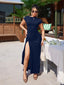 "Nadine" High Neck Draped Gown