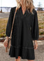 Dovanni | V-Neck Puff Sleeve Denim Babydoll Dress