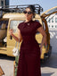 "Nadine" High Neck Draped Gown