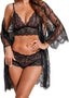 "Celeste" 3-Piece Lace Lingerie Robe Set