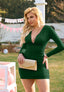 Zyvoria | Long Sleeve Ruched Bodycon Mini Dress