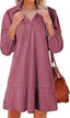 Dovanni | V-Neck Puff Sleeve Denim Babydoll Dress
