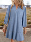 Dovanni | V-Neck Puff Sleeve Denim Babydoll Dress