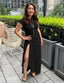 "Velise" Ruched High-Slit Maxi Dress