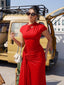 "Nadine" High Neck Draped Gown