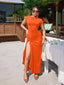 "Nadine" High Neck Draped Gown