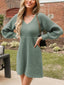 Novessi | Honeycomb Knit V-Neck Sweater Dress