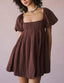 Mirelia | Babydoll Puff Sleeve Tie-Back Dress