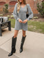 Novessi | Honeycomb Knit V-Neck Sweater Dress