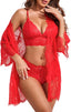 "Celeste" 3-Piece Lace Lingerie Robe Set