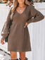 Novessi | Honeycomb Knit V-Neck Sweater Dress