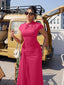 "Nadine" High Neck Draped Gown
