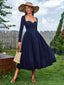 "Vienna" Long Sleeve Off-Shoulder Midi Dress