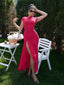 "Velise" Ruched High-Slit Maxi Dress