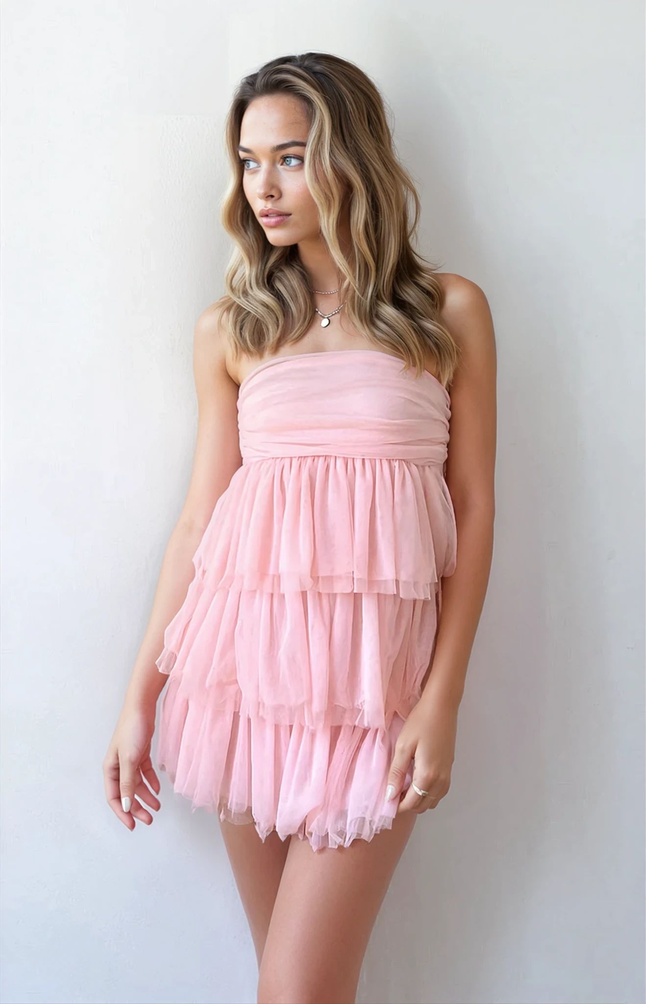 BELLAROSE RUFFLE MINI DRESS – PINK