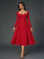 "Vienna" Long Sleeve Off-Shoulder Midi Dress