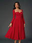 "Vienna" Long Sleeve Off-Shoulder Midi Dress
