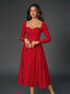 "Vienna" Long Sleeve Off-Shoulder Midi Dress