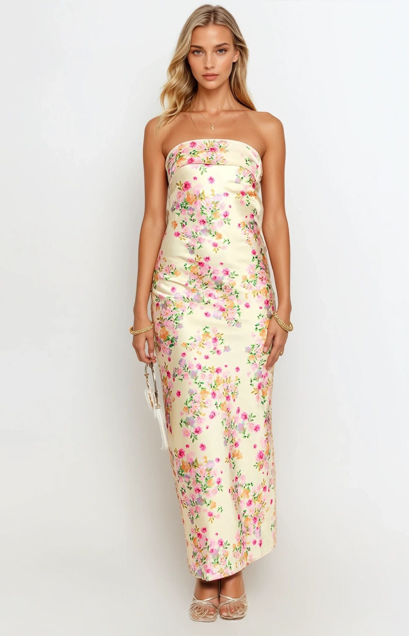 SOLARA STRAPLESS MAXI DRESS – YELLOW BLOOM