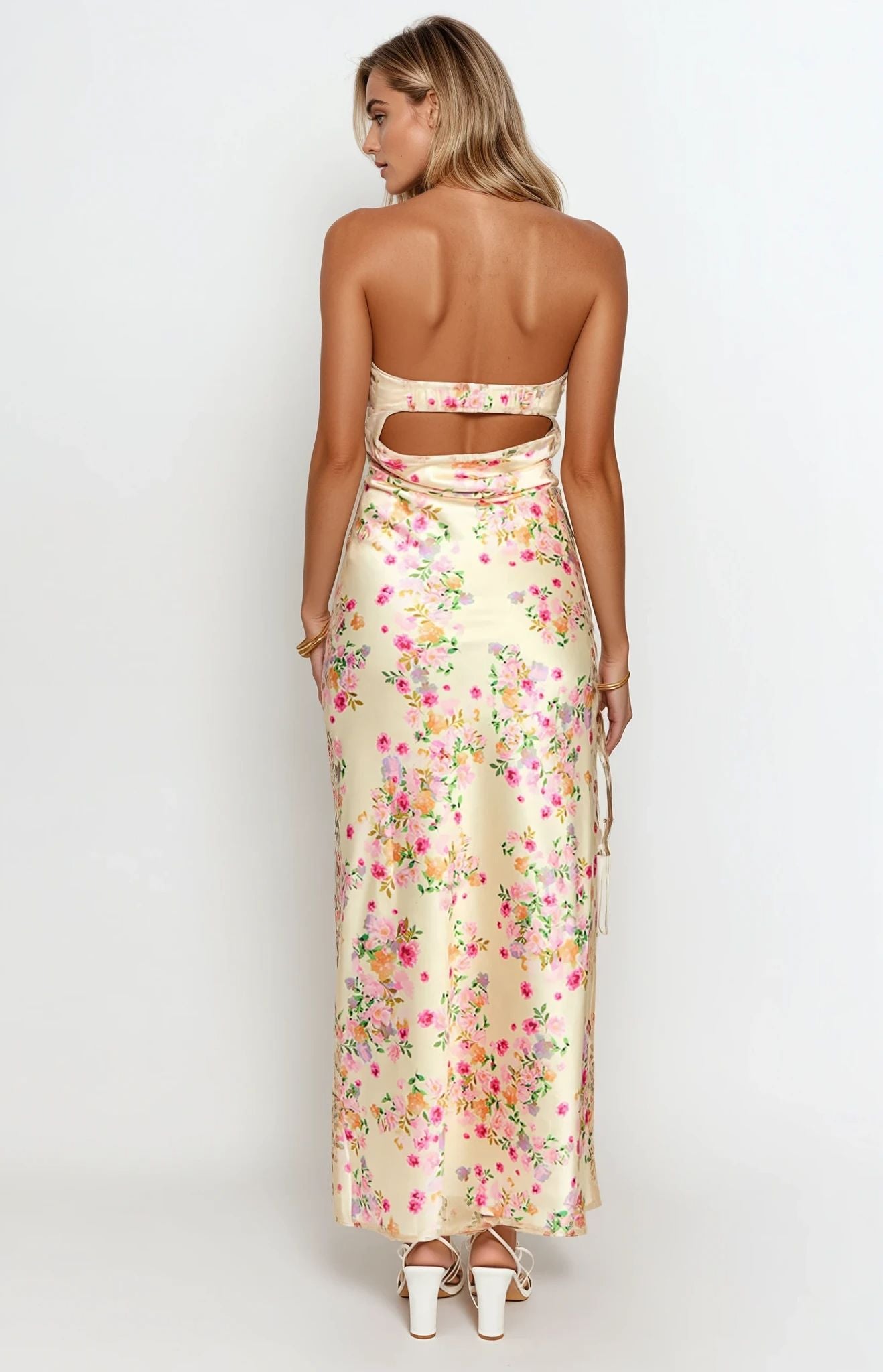 SOLARA STRAPLESS MAXI DRESS – YELLOW BLOOM