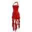 "Cirelia" Fringe Halter Maxi Dress