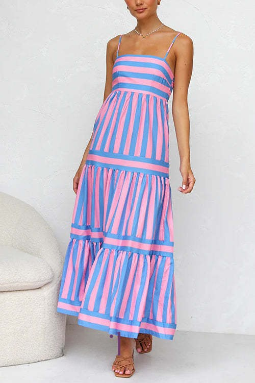 Sorelle Tiered Color Block Maxi Dress