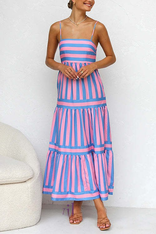 Sorelle Tiered Color Block Maxi Dress