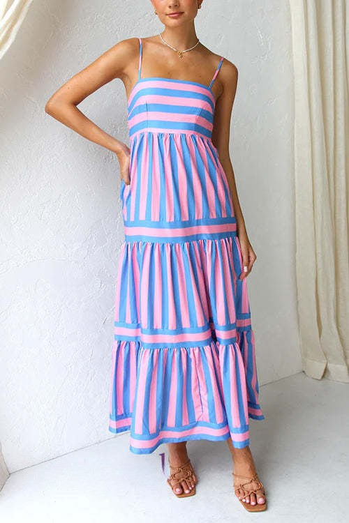 Sorelle Tiered Color Block Maxi Dress
