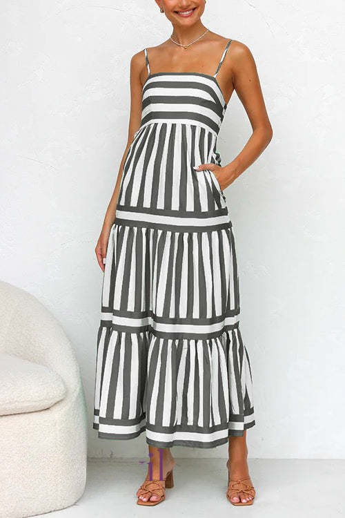 Sorelle Tiered Color Block Maxi Dress