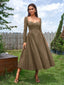 "Vienna" Long Sleeve Off-Shoulder Midi Dress