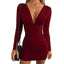 Zyvoria | Long Sleeve Ruched Bodycon Mini Dress