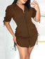 Zyanna | Short Sleeve Button-Up Dress with Waist Tie