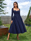 "Vienna" Long Sleeve Off-Shoulder Midi Dress