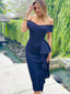 "Viv" Off-Shoulder Peplum Midi