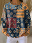 Anika | Sweater with Ethnic Check Floral Print