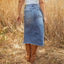 Jolene | Distressed Asymmetrical Denim Midi Skirt