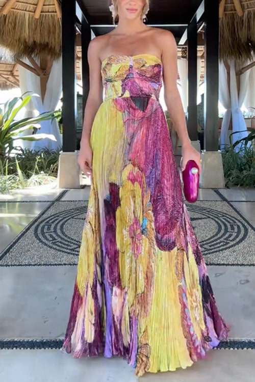 Calina Spaghetti Strap Floral Swing Maxi Dress