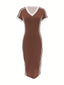 Clyvera | V-Neck Stripe Dress