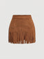 Sierra | Suede Fringe Mini Skirt with Stud Detail