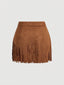 Sierra | Suede Fringe Mini Skirt with Stud Detail