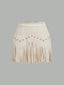 Sierra | Suede Fringe Mini Skirt with Stud Detail