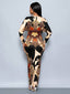 "Vibe Print" Plunge Maxi Dress