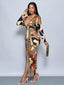 "Vibe Print" Plunge Maxi Dress