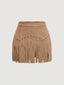 Sierra | Suede Fringe Mini Skirt with Stud Detail