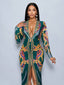 "Vibe Print" Plunge Maxi Dress
