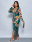 "Vibe Print" Plunge Maxi Dress