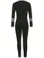 Striped Color Block Printed Sportwear Long Sleeve Top And Pants Set