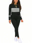 Striped Color Block Printed Sportwear Long Sleeve Top And Pants Set