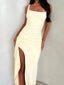 “Vera” Satin Slit Gown